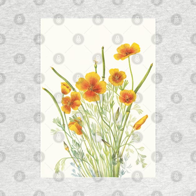 Mexican Gold Poppy - Botanical Illustration by chimakingthings